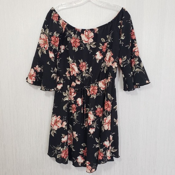 Rue21 floral off the shoulders dress with elastic waist & bell sleeves woman's M - Picture 1 of 6